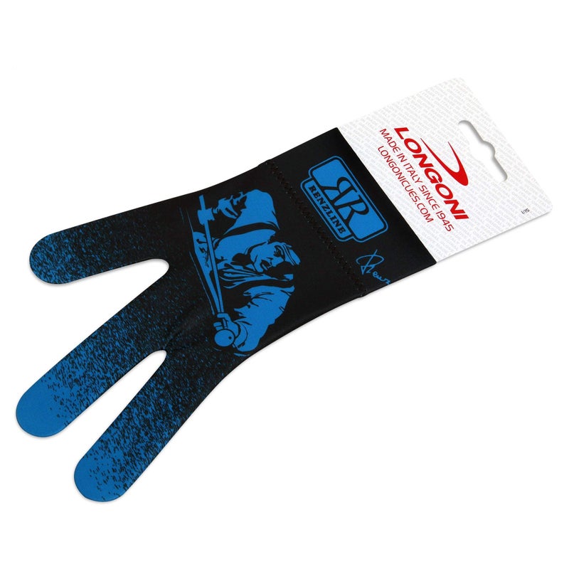 Longoni Renzline Pool CUE Glove Billiard Player - Blue/Black - for Left Hand - One Size fits All - Image 5